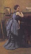 Jean Baptiste Camille  Corot La dame en bleu (mk11) china oil painting reproduction